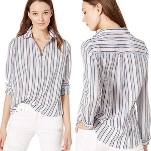 J. Crew Merchantile Seersucker Popover Striped Shirt Women's size XL